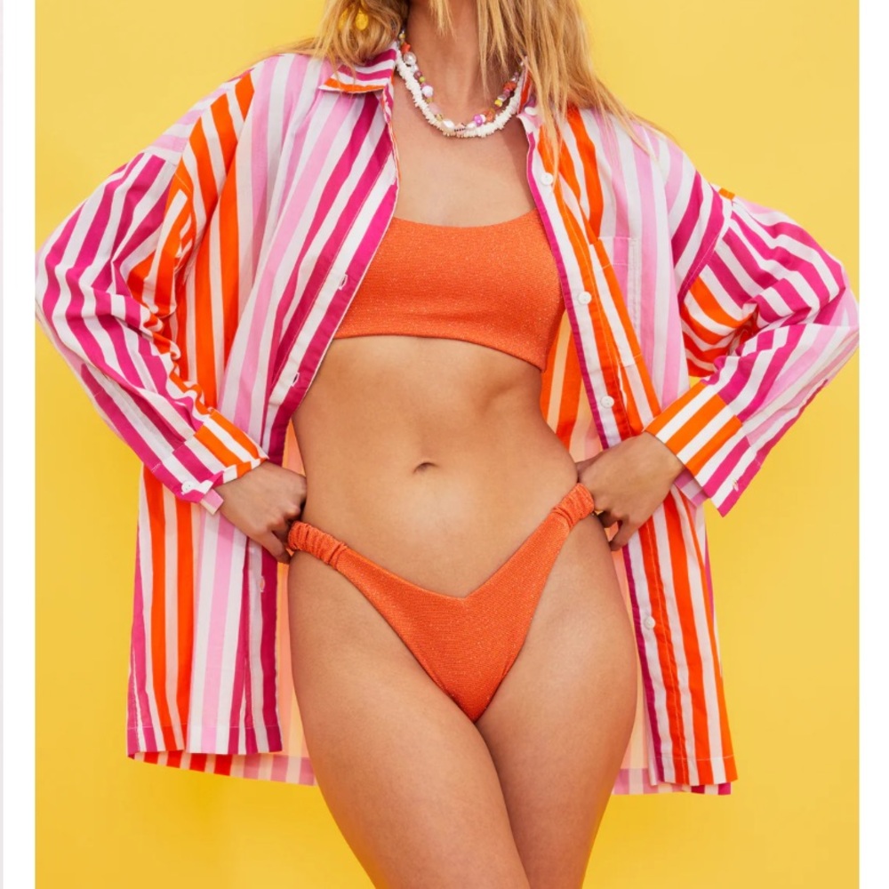 Beach Riot Alexa Sunset Stripe Button Down Shirt